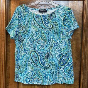 Jones New York Sport‎ SS TShirt Paisley Sz XL EUC $5 ADD ON with $15+ Bundle